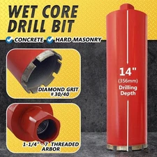 EDIAMONDTOOLS WET DRILL CORE BIT FOR HARD CONCRETE 4 1/4" DIAMETER 12 inch deep