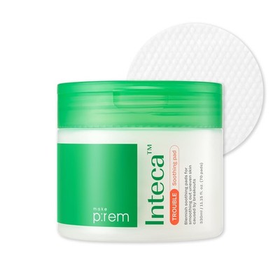 MAKE P:REM INTECA Trouble Soothing Pads, Dual-Texture Jumbo Pad for Exfoliati...