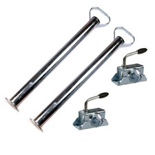 Produktbild - Anhängerstützen Komplett-Set 600mm verzinkt | 2x Stützrohr 48mm & Halterung