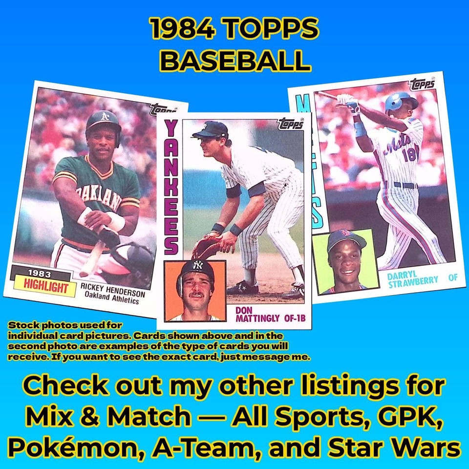 1984 Topps Baseball Cards Complete Your Set (#'s 601-792) - U PICK - $0.99 NM-MT