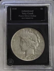 1934 S US Peace Silver Dollar $1 Nice F+ (Cleaned) Bradford Slab