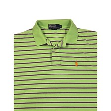 Polo Ralph Lauren Polo Shirt Mens L Green Striped Excellent Short Sleeve Cotton