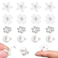 20Pcs Mini Rhinestone Hair Pins, White Flower Hair Clips, Mini Clips for Women