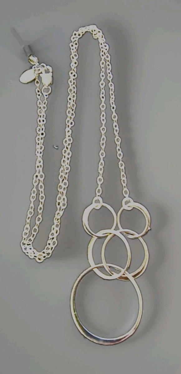 VINTAGE STERLING SILVER PENDANT OF 5  CONNECTED CIRCLES SIGNED & STAMPED EFY 925 View 2