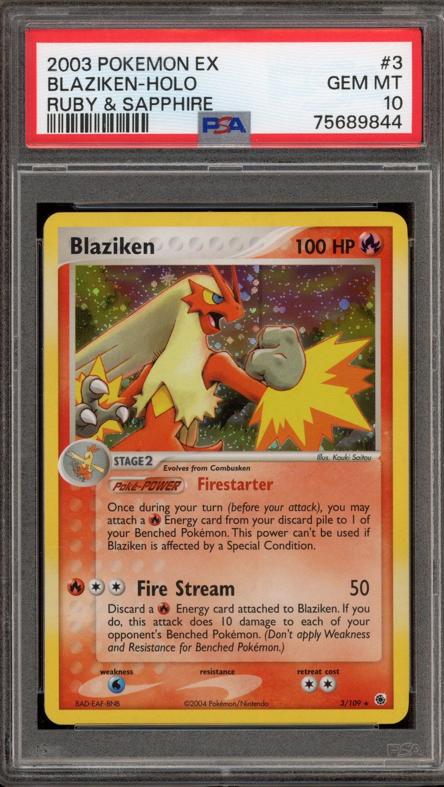 Pokemon Blaziken EX Ruby & Sapphire Holo Rare #3 PSA 10 Gem Mint