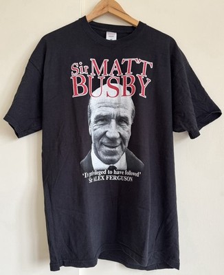 Manchester United Sir Matt Busby Vintage Print T-Shirt Herren Gr. 2XL