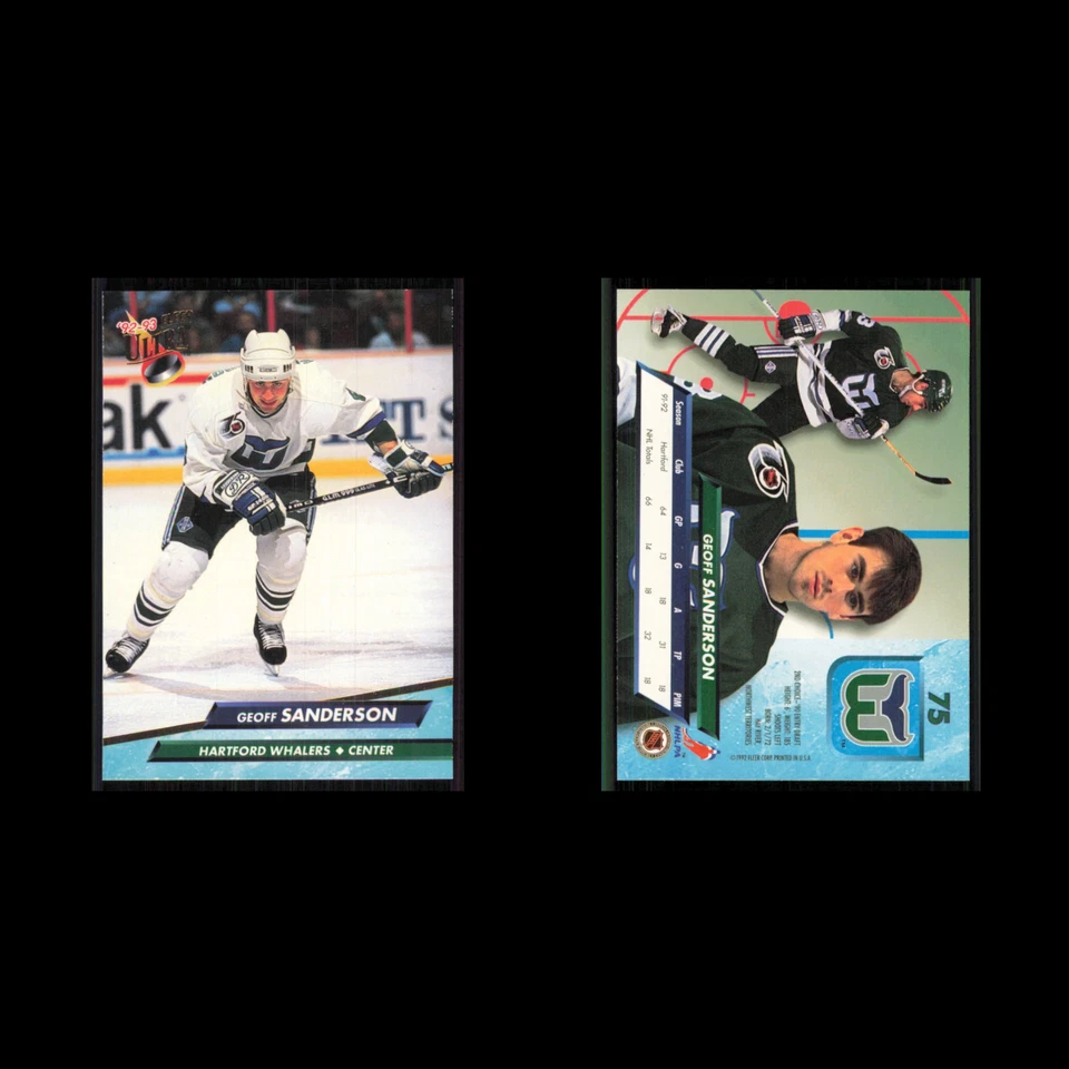 Geoff Sanderson #75 1992 Fleer Ultra Hartford Whalers Hockey Card NHL NM - Image 3 of 3