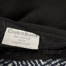 Crate Barrel Black Ribbed Textured Cotton Canvas Pillow Cover 18 x18 Vintage