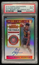 2019-20 Contenders De Andre Hunter RC The Finals Ticket Auto #30/49 Hawks PSA 9