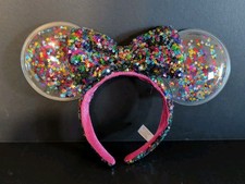 Disney Parks Minnie Mouse Ears Bow Rainbow Confetti Sequin Headband