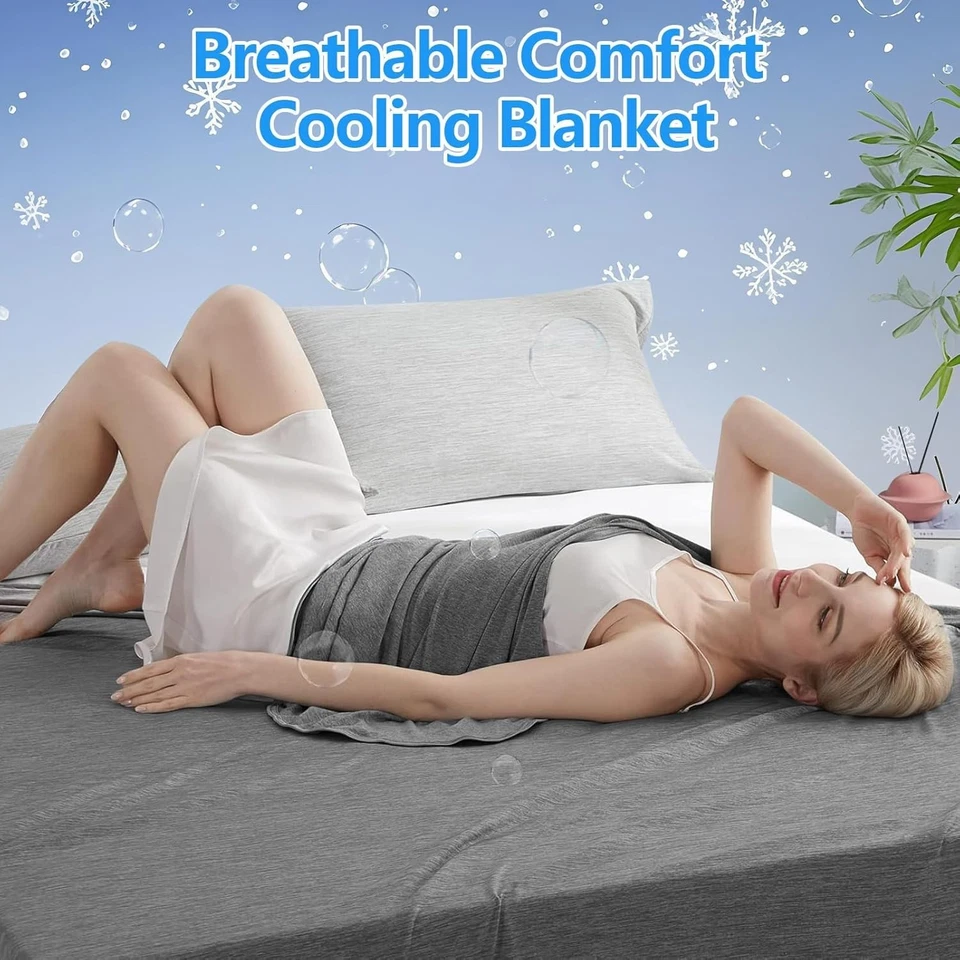 Coperta Rinfrescante 150 X 200CM, 2 in 1 Matrimoniali Lenzuolo Refrigerante, Q-M - Immagine 2 di 4