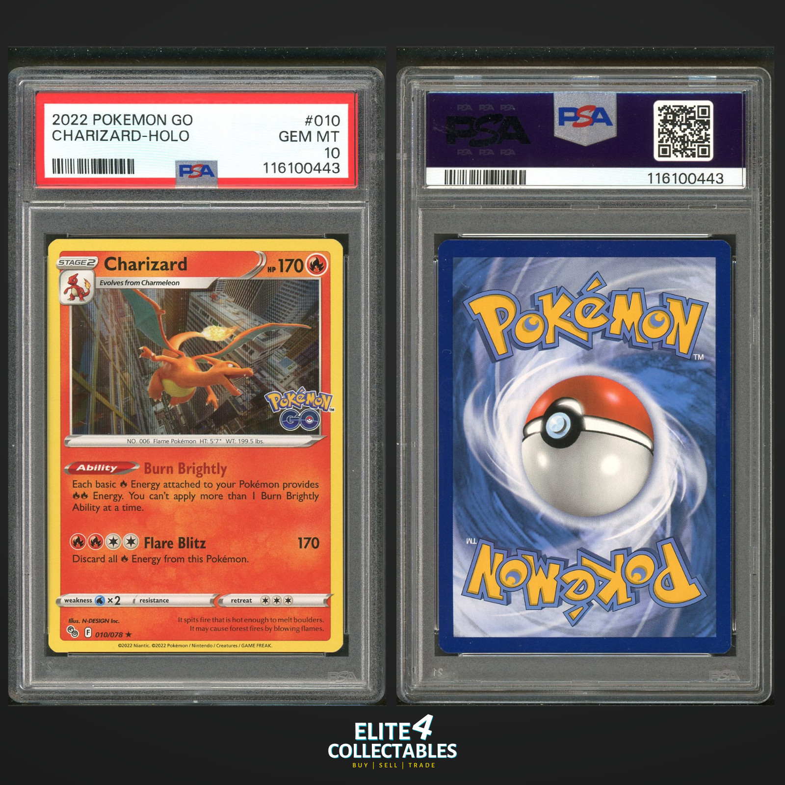 Charizard 010/078 Holo - PSA 10 (Pokemon Go)