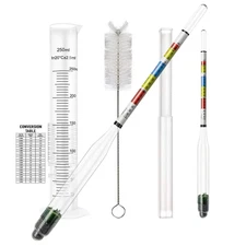 Triple Scale Alcohol Hydrometer(2 Pcs)And Test Jar for Home Brew, Wine, Beer, Me