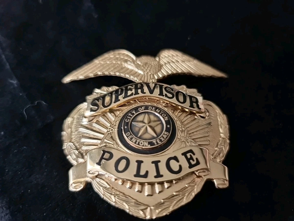 Original US obsolet"Supervisor Police" Hat Badge mit Hallmark von "Sun Badge Co"