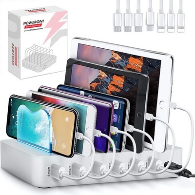 USB Charging Dock - 6-Port Universal Charging Station for Multiple Devices - ...