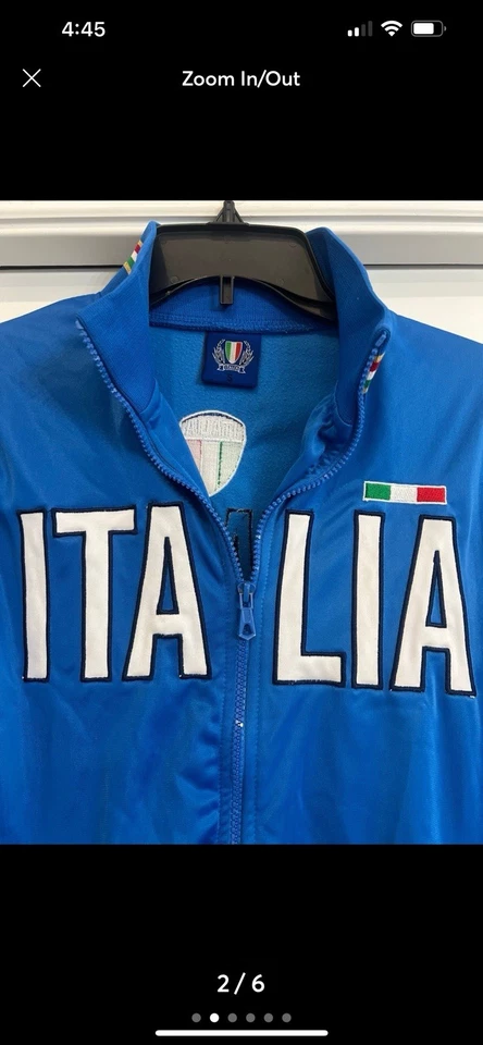 复古意大利全拉链夹克蓝色彩色双面男式小号 — 第 2/4 张图片