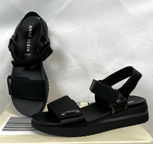New Anne Klein Women's Essence Strappy Sandals / Black / Sz 6 - Picture 1 of 12
