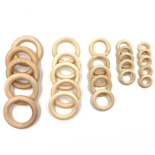 5-50Pcs Round Rings Natural Wooden Necklace Jewellery DIY Crafe Macrame Beads - Picture 7 of 20