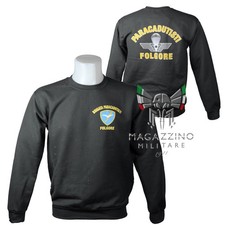 Felpa Ufficiale Paracadutisti Folgore Girocollo NERA | Stampa Fronte/Retro