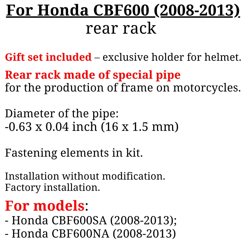 For Honda CBF 600 Rear rack Honda CBF600 Rear luggage rack CBF600NA 08-13, Bonus - Image 3 of 4