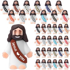 25 Jesus Figures Mini Rubber Toys for Christmas, Parties, Baptism Gifts