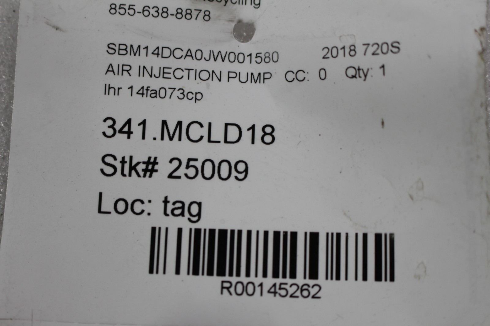 McLaren 720S, LH, Left, Air Injection Pump, Used