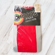 Vintage Ohrbach  s Opaque Pantyhose Bright Red Nylon Size B Medium 70s 80s Retro