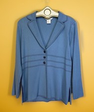Misook Cardigan Blue Button Up L/S Sweater Blazer Jacket Top Sz L - Plz Read