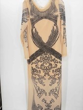 Venus Tan Size Medium Maxi Long Sleeve Dress