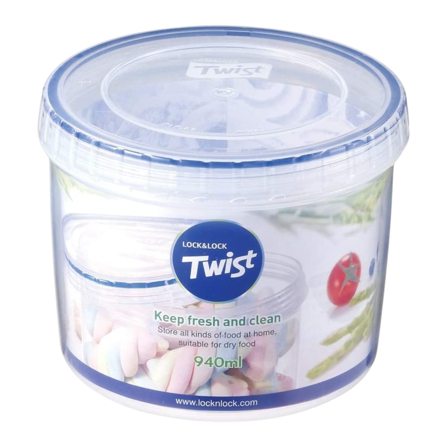 LocknLock Round Food Storage Container BPA Free Airtight Transparent Box 940ml