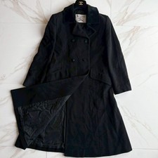 Burberry Cashmere Wool Velour Double-Breasted Long Coat Women Size S Black