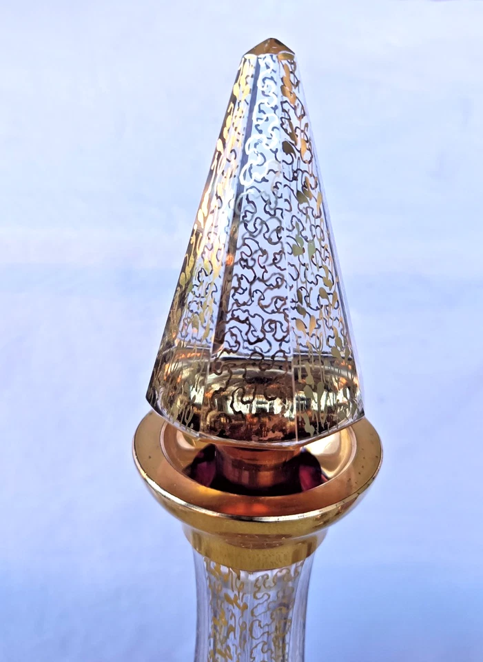 Decantador de oro de arándano Moser vintage más seis cordiales a juego - Excelente + Foto 3 de 4