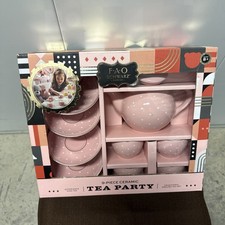 FAO Schwarz Tea Party Set Pink China English Design 9 Piece Set New