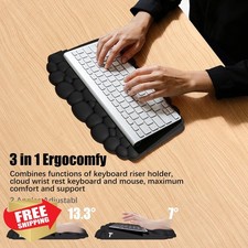Ergonomic Keyboard Mouse Wrist Rest Set, memory foam, black, pain relief
