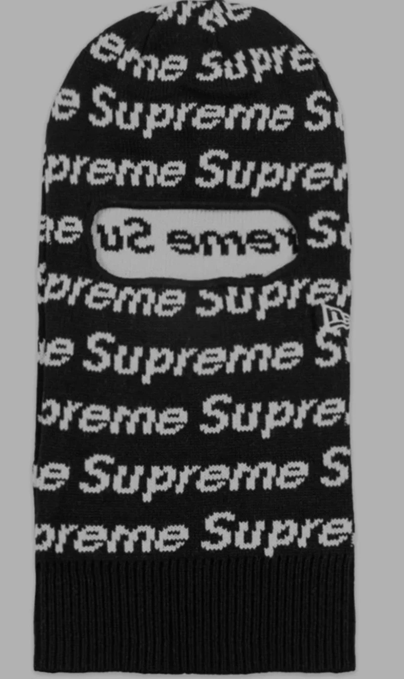 New Era Supreme Repeat Logo Balaclava Ski Mask Black, One Size,