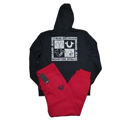 True Religion Mens 2 PC Sweatsuit Size L Matching Outfit Fleece Tracksuit NWT