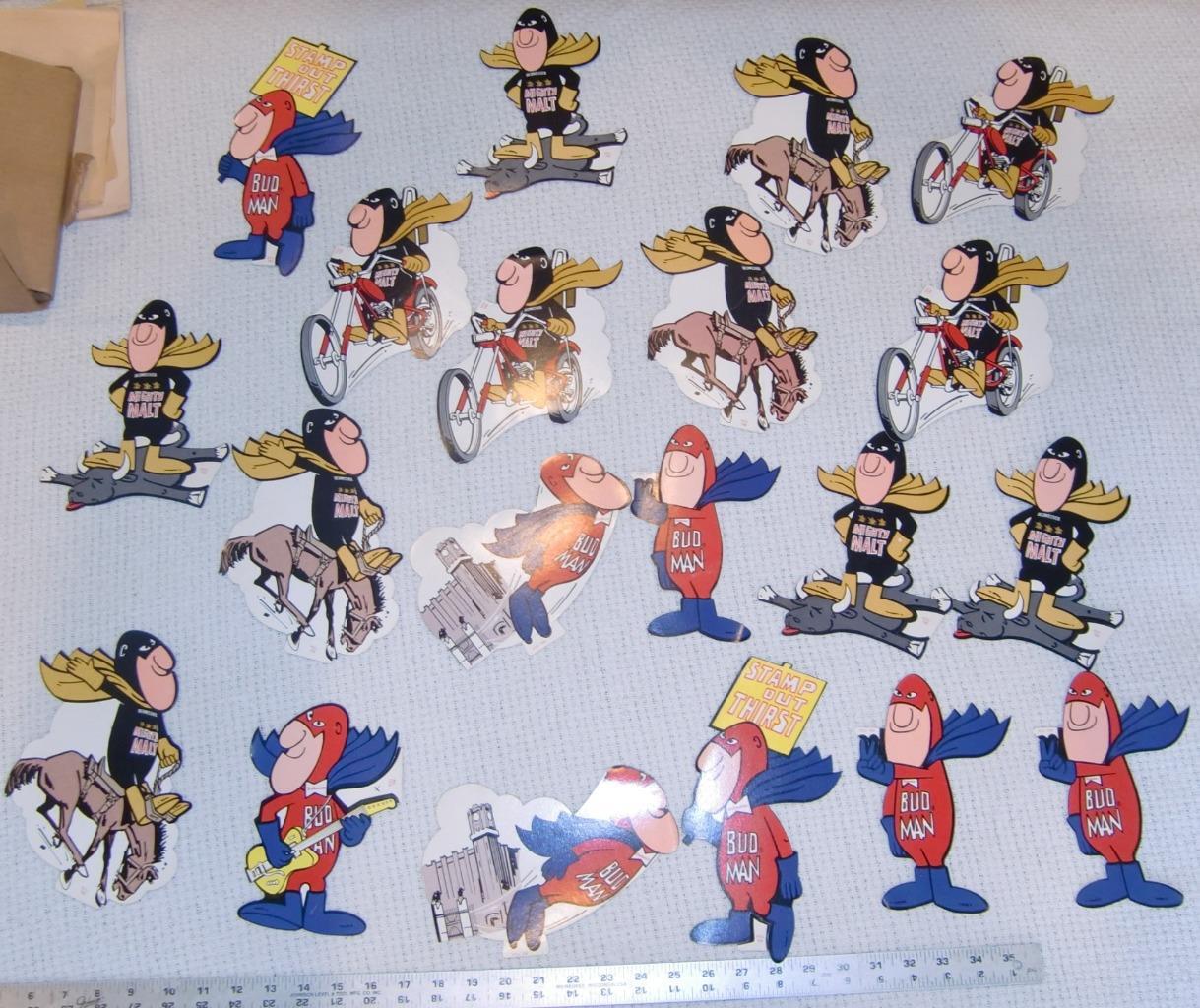 Vintage NOS Budweiser Beer Bud Man Advertising Stickers W/ Original