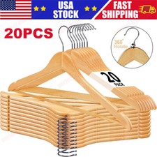 20 Pcs Wooden Hangers Natural Wood Solid Wood Clothes Hangers Suit Coat Hanger