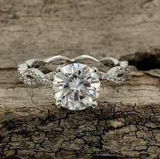 3Ct Round Cut Lab-Created Diamond Women Engagement Ring 14K White Gold Plated