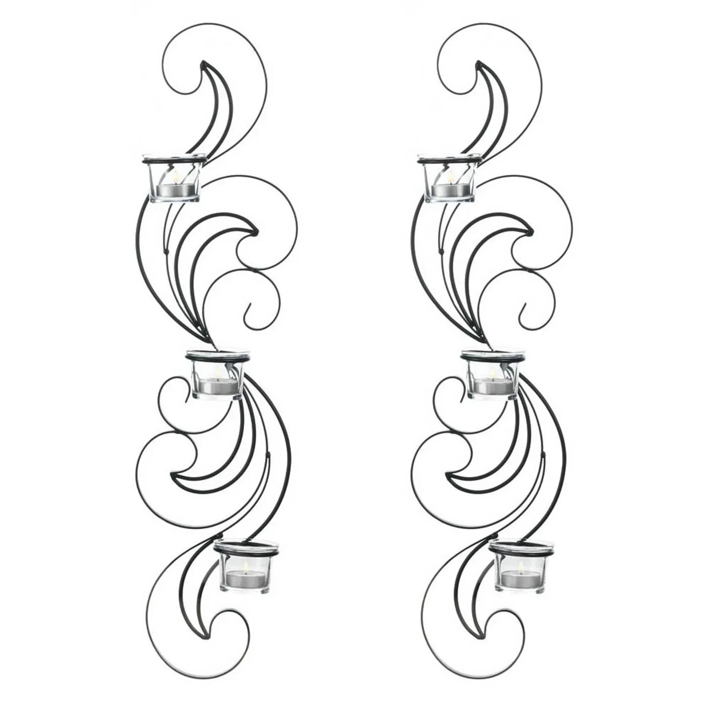 Wisp of Smoke Wall Mounted Candle Holder Sconce Set