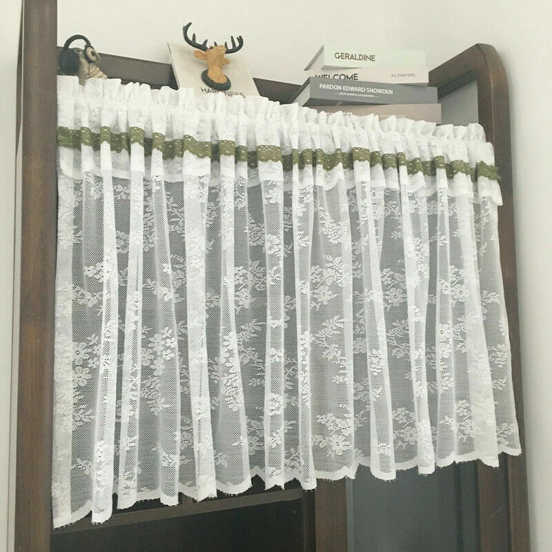 1PC Lace Mesh Short Half Curtain Rod Pocket for Kitchen Door Closet Wardrobe - Image 3 of 4