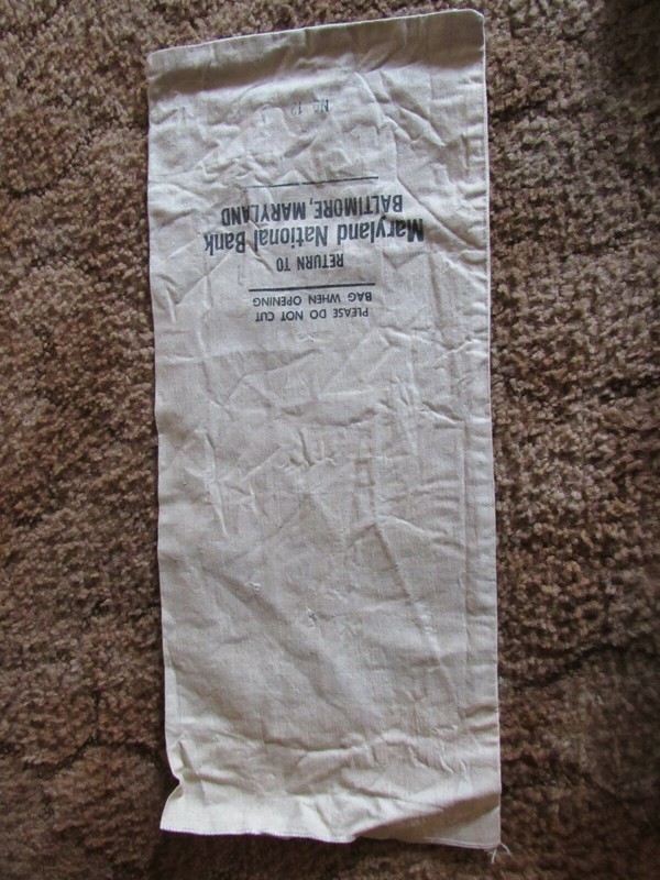 CANVAS BANK BAG  !! NATIONAL BANK of MARYLAND !!     "SIZE 20"x10"  #10