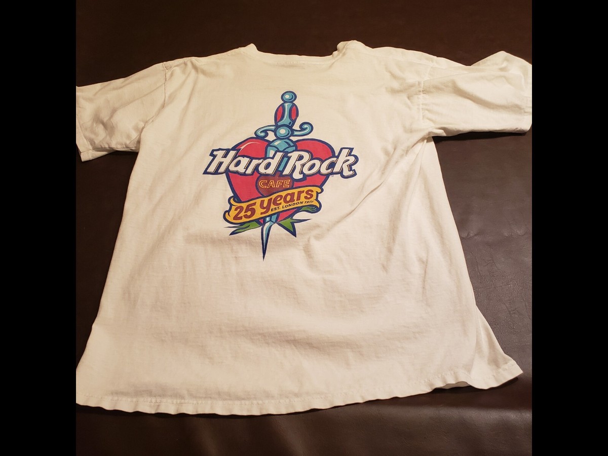 Hard Rock Cafe 25th Anniversary Large White T Shirt - Great 