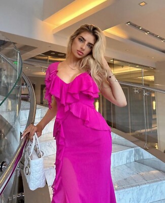 ZARA RUFFLED MIDI Pink DRESS Size S 0387/156 Blogger Ss24 | eBay ZARA RUFFLED MIDI Pink DRESS Size S 0387/156 Blogger Ss24 | eBay