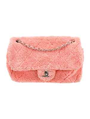 Chanel Coco Shearling Fur Pink Peach 2019 Lagerfeld Collection