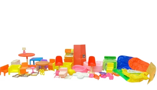 Vintage Barbie Doll Furniture Lot Dream House Table Chairs Sofa Toilet Desk