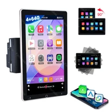 Double 2DIN Rotatable 10.1" Android 13 Touch Screen Car Stereo GPS Radio Carplay