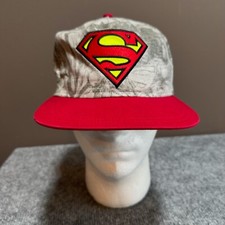 Superman Hat Cap Youth Grey Red Flat Brim Adjustable Snapback Embroidered Logo