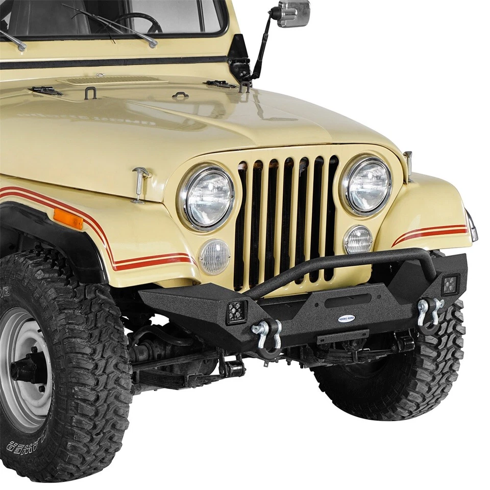 Стальной передний задний бампер с пластиной лебедки и D-образными кольцами для Jeep Wrangler CJ-7 1976-1986 годов выпуска - Изображение 4 из 4