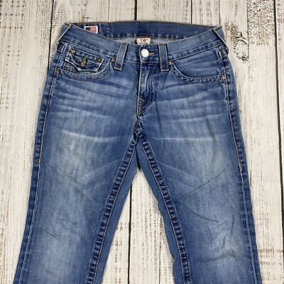 TRUE RELIGION MENS SZ 29 RICKY STRAIGHT LEG DISTRESSED DENIM JEANS